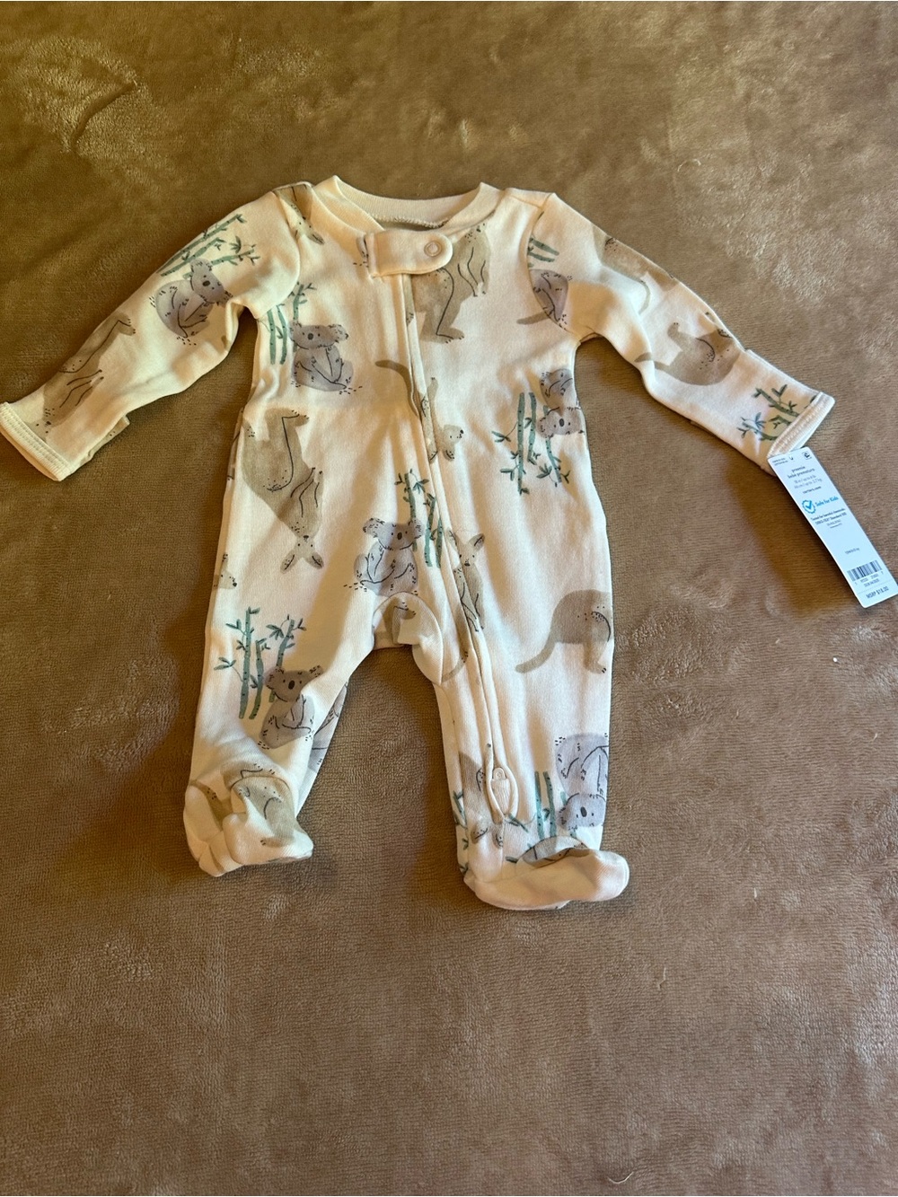 Carter's Cream One-Piece Footed Sleeper with Koala Print